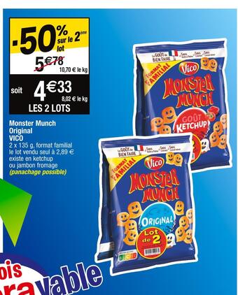 Cora x Carrefour Vico monster munch original offre