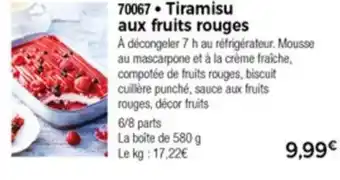 Thiriet Tiramisu Aux Fruits Rouges offre