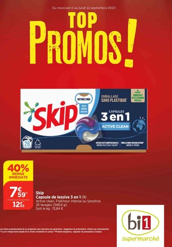 Bi1 Skip Capsule de lessive 3 en 1 offre