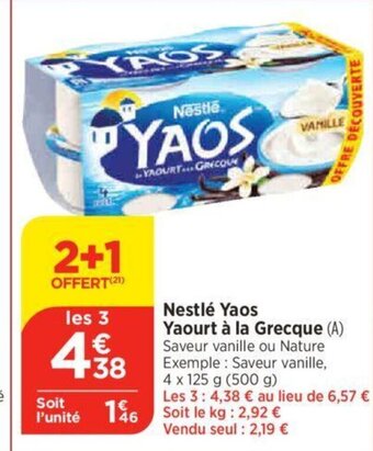 Bi1 Nestlé Yaos Yaourt à la Grecque offre