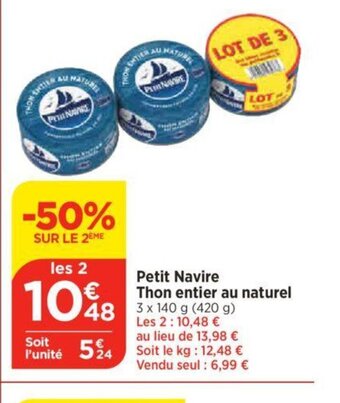 Bi1 Petit navire thon entier au naturel offre
