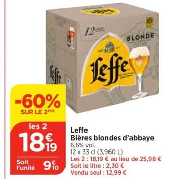 Bi1 Leffe Bières blondes d'abbaye offre