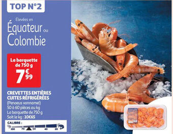 Auchan CREVETTES ENTIÈRES CUITES RÉFRIGÉRÉES offre