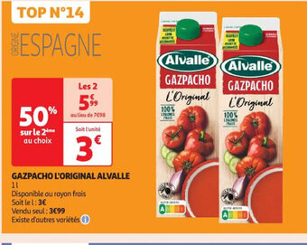 Auchan GAZPACHO L'ORIGINAL ALVALLE offre