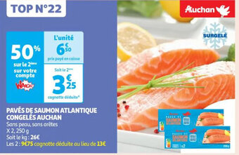 Auchan PAVÉS DE SAUMON ATLANTIQUE CONGELÉS AUCHAN offre