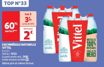 Auchan EAU MINÉRALE NATURELLE VITTEL offre