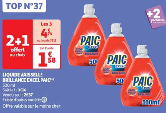 Auchan LIQUIDE VAISSELLE BRILLANCE EXCEL PAIC offre