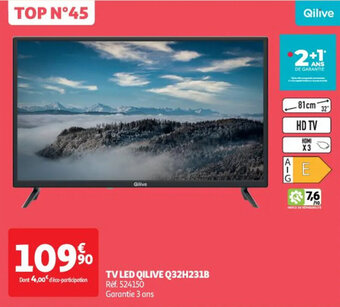 Auchan TV LED QILIVE Q32H231B offre