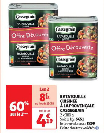 Auchan RATATOUILLE CUISINÉE À LA PROVENÇALE CASSEGRAIN offre