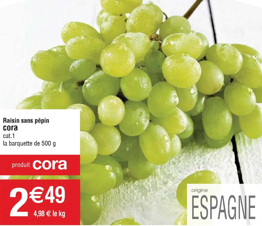 Promo Raisin sans pépin cora chez Cora