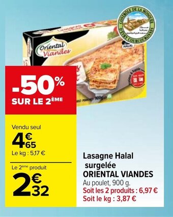 Carrefour Market Lasagne Halal surgelée ORIENTAL VIANDES offre