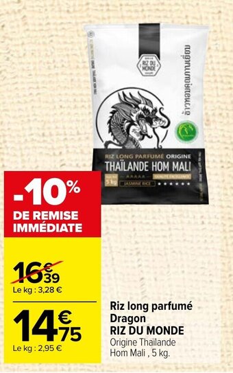 Carrefour Market Riz long parfumé Dragon RIZ DU MONDE offre
