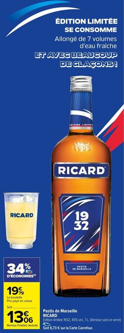 Carrefour Market Pastis de Marseille RICARD offre