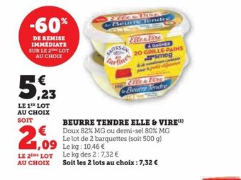 Hyper U BEURRE TENDRE ELLE & VIRE offre