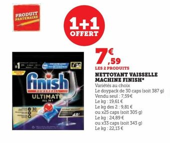 Hyper U NETTOYANT VAISSELLE MACHINE FINISH offre