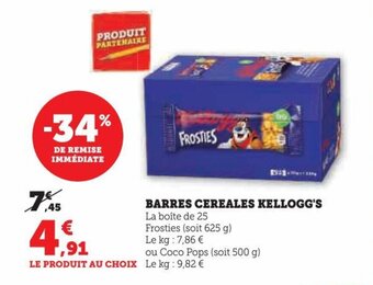 Hyper U BARRES CEREALES KELLOGG'S offre