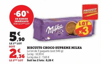 Hyper U BISCUITS CHOCO SUPREME MILKA offre