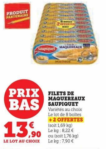Hyper U FILETS DE MAQUEREAUX SAUPIQUET offre