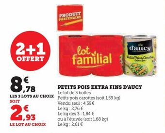 Hyper U PETITS POIS EXTRA FINS D'AUCY offre