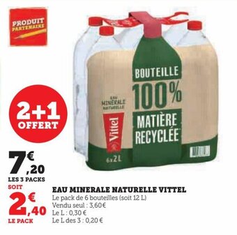 Hyper U EAU MINERALE NATURELLE VITTEL offre