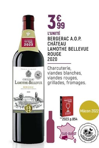 Vival Château lamothe bergerac a.o.p. bellevue rouge 2020 offre