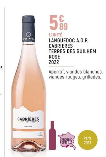 Spar Cabrières languedoc a.o.p. terres des guilhem rosé 2022 offre