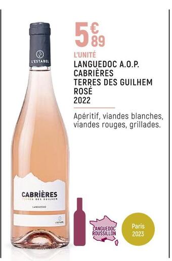 Petit Casino Cabrières terres des guilhem languedoc a.o.p. rosé 2022 offre