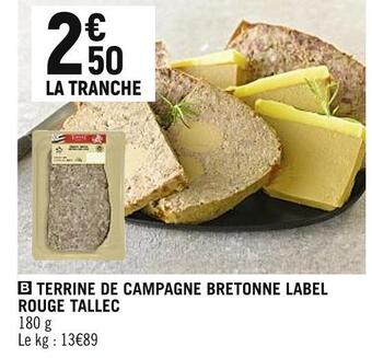 Spar Tallec terrine de campagne bretonne label rouge offre