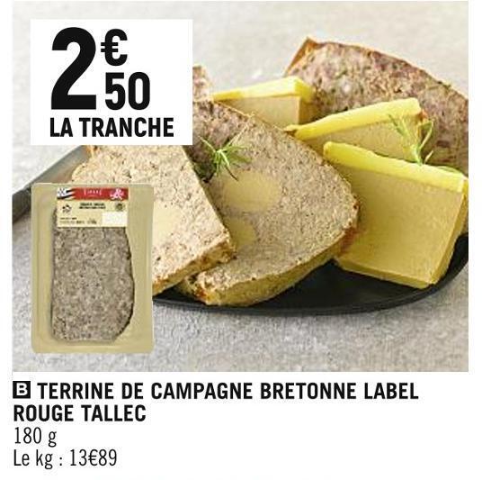 Promo Tallec terrine de campagne bretonne label rouge chez Vival
