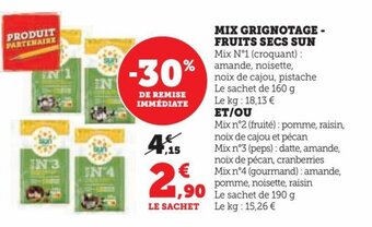 Hyper U MIX GRIGNOTAGE - FRUITS SECS SUN offre
