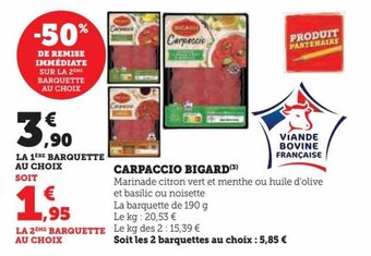 Hyper U CARPACCIO BIGARD offre