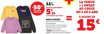 Hyper U SWEAT ENFANT offre