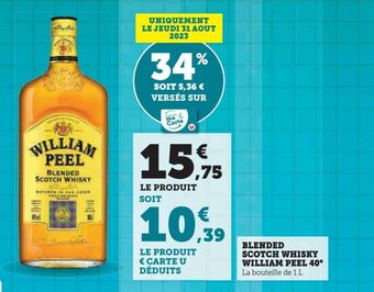 Hyper U BLENDED SCOTCH WHISKY WILLIAM PEEL 40 offre