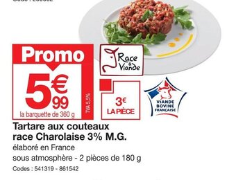 Tartare aux couteaux race Charolaise 3% M.G.