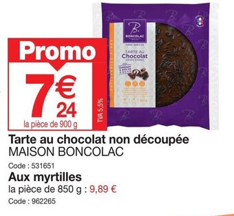Promocash Tarte au chocolat non découpée offre