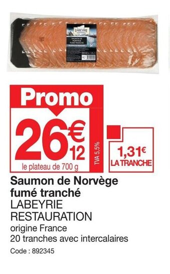 Promocash Saumon de Norvège fume tranche offre