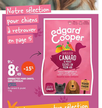 E.Leclerc CROQUETTES POUR CHIOTS, SANS CÉRÉALES offre