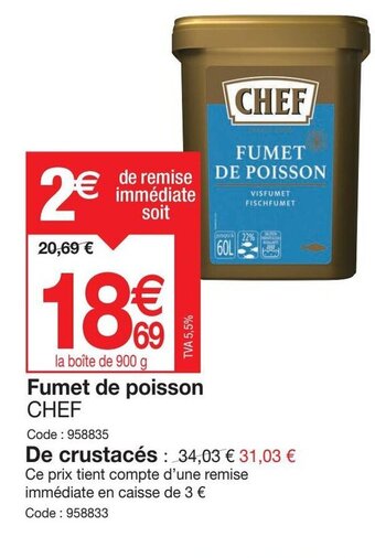 Promocash FUMET DE POISSON CHEF offre