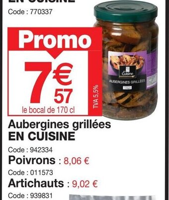 Promocash Aubergines grillées EN CUISINE offre