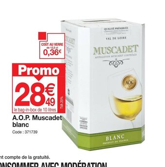 Promocash A.O.P Muscadet Blanc offre