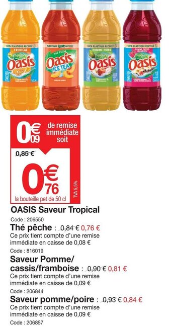 Promocash OASIS saveur Tropical offre