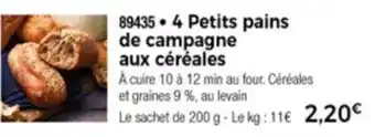 4 Petits Pains De Campagne Aux Céréales