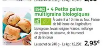 Thiriet 4 Petits Pains Multigrains Biologiques offre