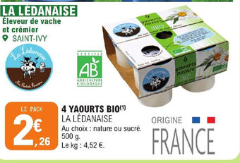 E.Leclerc 4 YAOURTS BIO offre