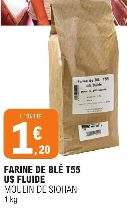 Promo FARINE DE BLÉ T55 US FLUIDE chez E.Leclerc