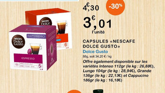 E.Leclerc CAPSULES NESCAFE DOLCE GUSTO offre