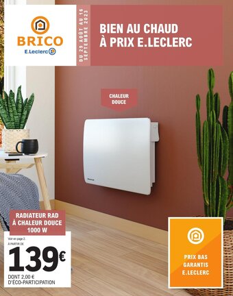 E.Leclerc Brico RADIATEUR RAD À CHALEUR DOUCE 1000 W offre