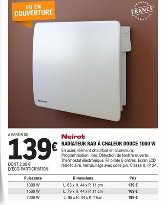 RADIATEUR RAD À CHALEUR DOUCE 1000 W