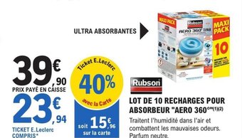 E.Leclerc Brico LOT DE 10 RECHARGES POUR ABSORBEUR AERO 360 offre