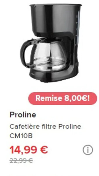 Darty Proline Cafetière filtre Proline CM10B offre